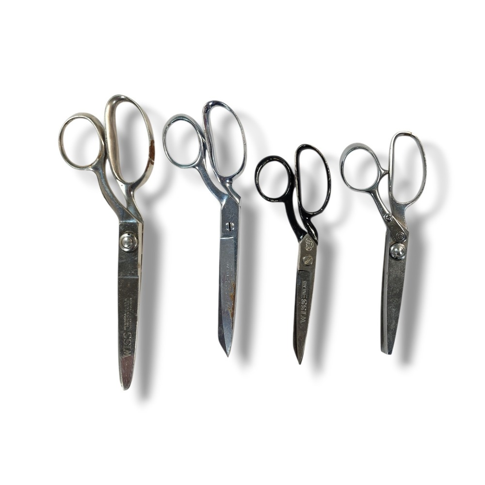 Vintage Lot of 3 Wiss And 1 Other Scissors 2 Straight 2‎ Zig Zag